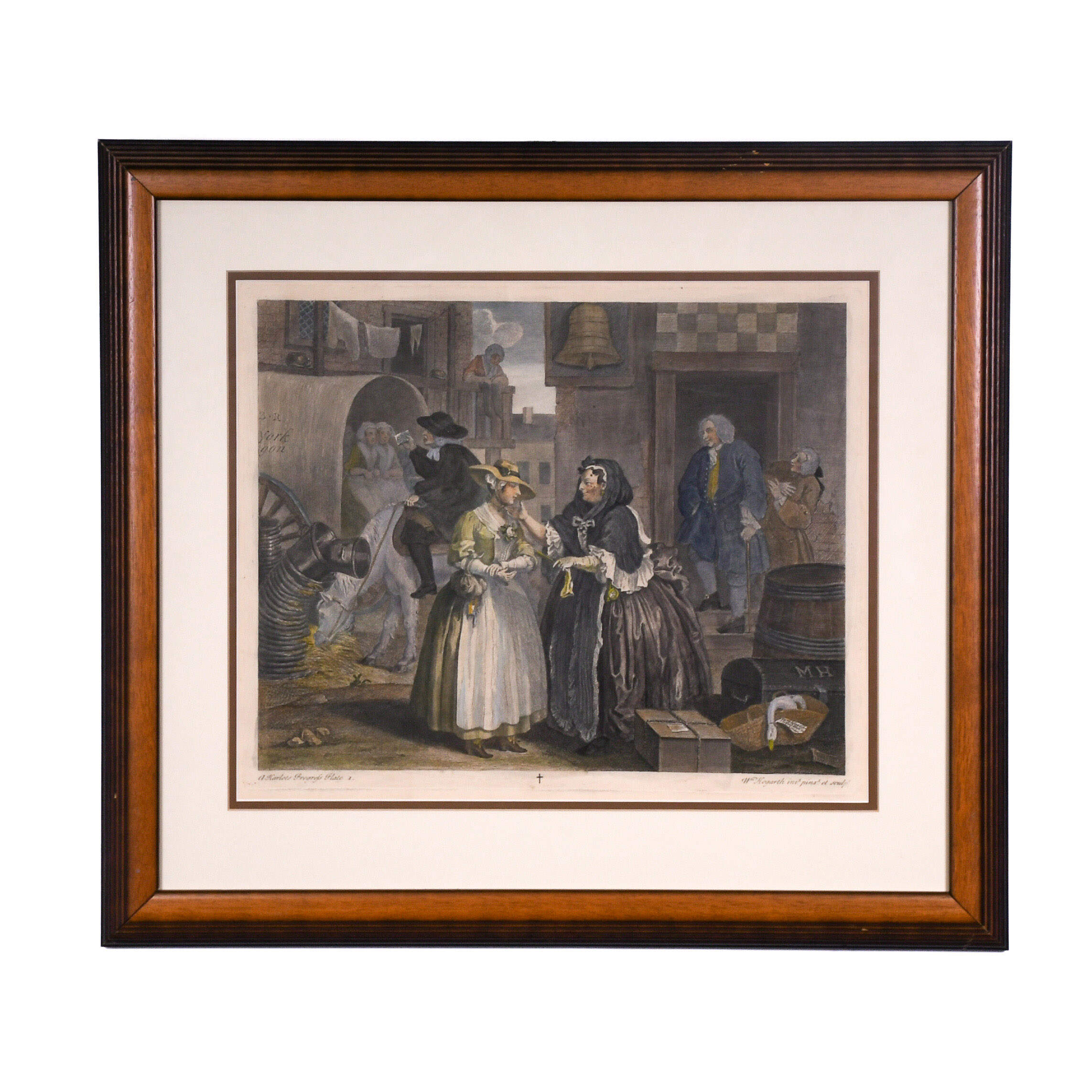Framed Engraving of William Hogarth's "A Harlot's Progress"-1