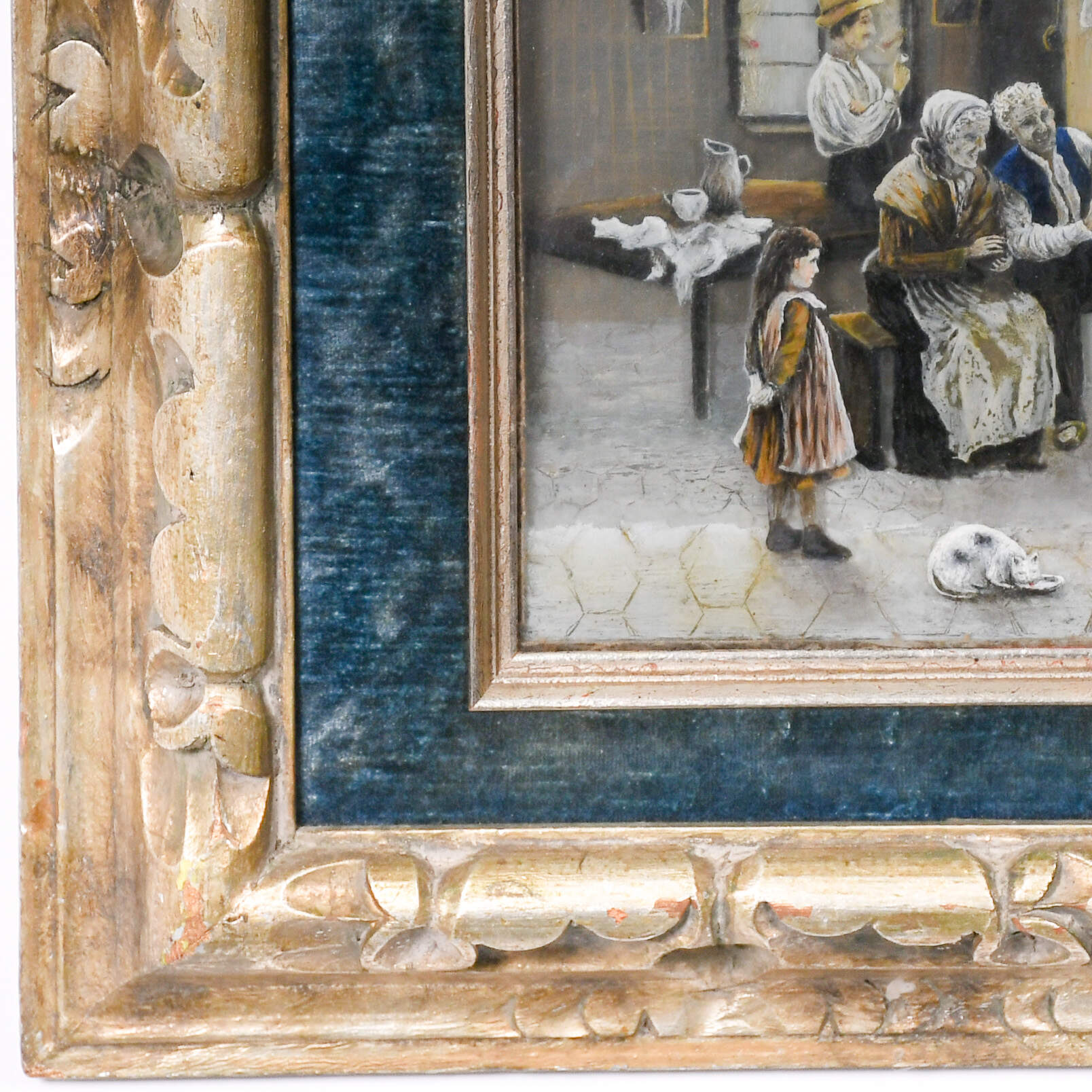 Antique Fred Mazot Untitled Reverse Glass Painted Panel-4
