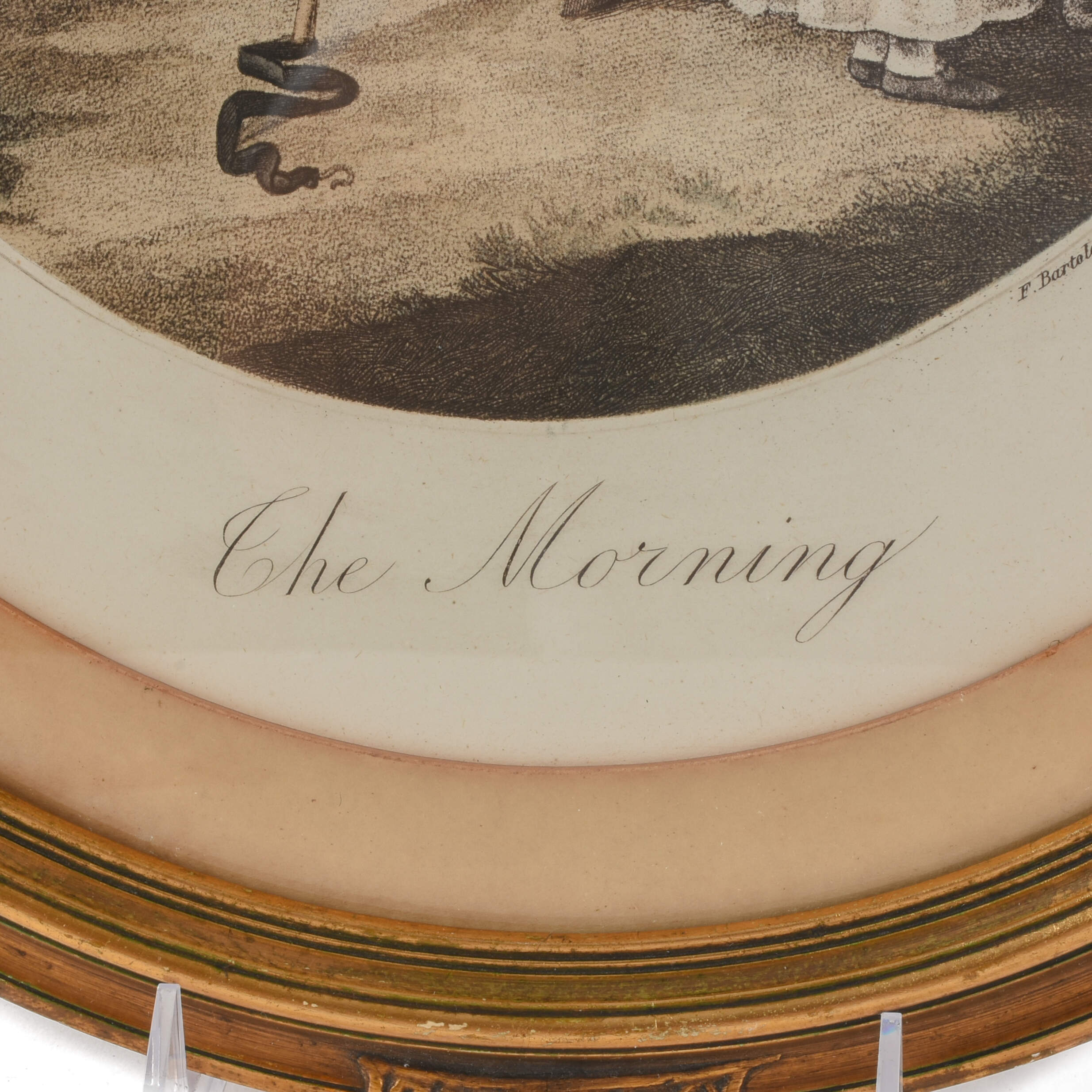 Antique "The Morning" Hand-Colored Oval Print By Hamilton & Bartolozzi-4