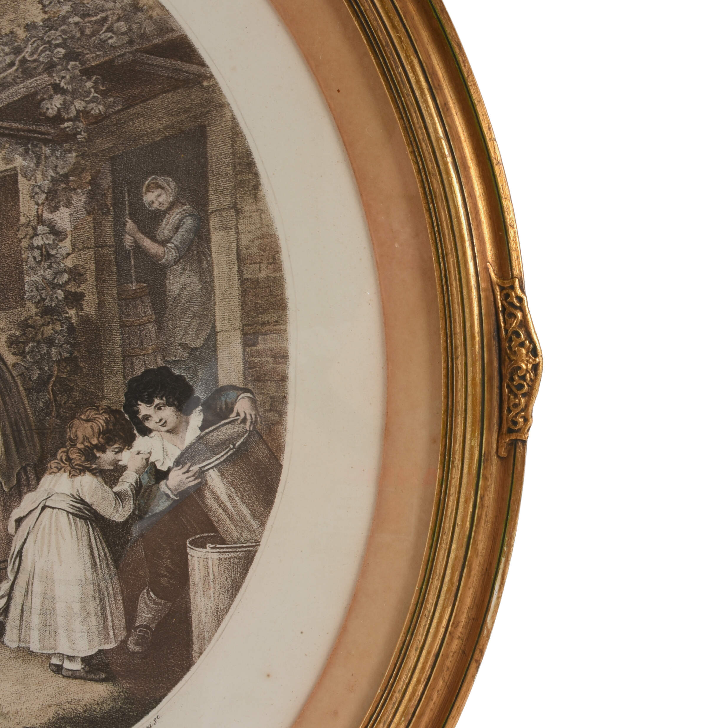 Antique "The Morning" Hand-Colored Oval Print By Hamilton & Bartolozzi-2
