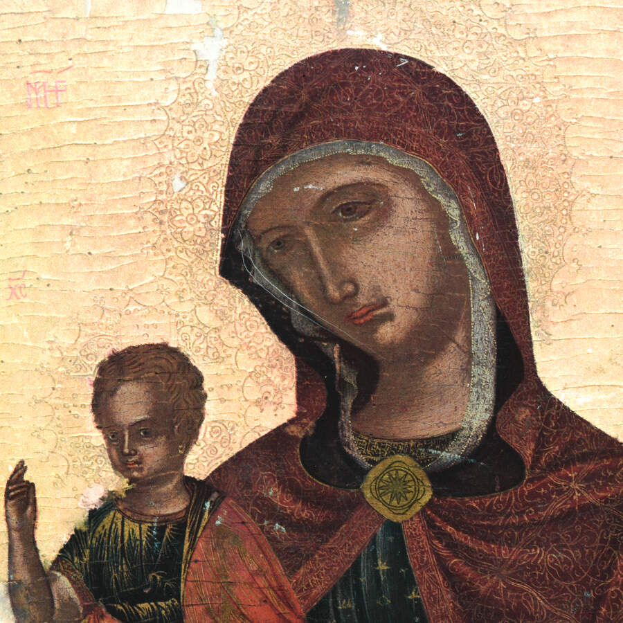 Religious Orthodox Mother and Child German Icon-3