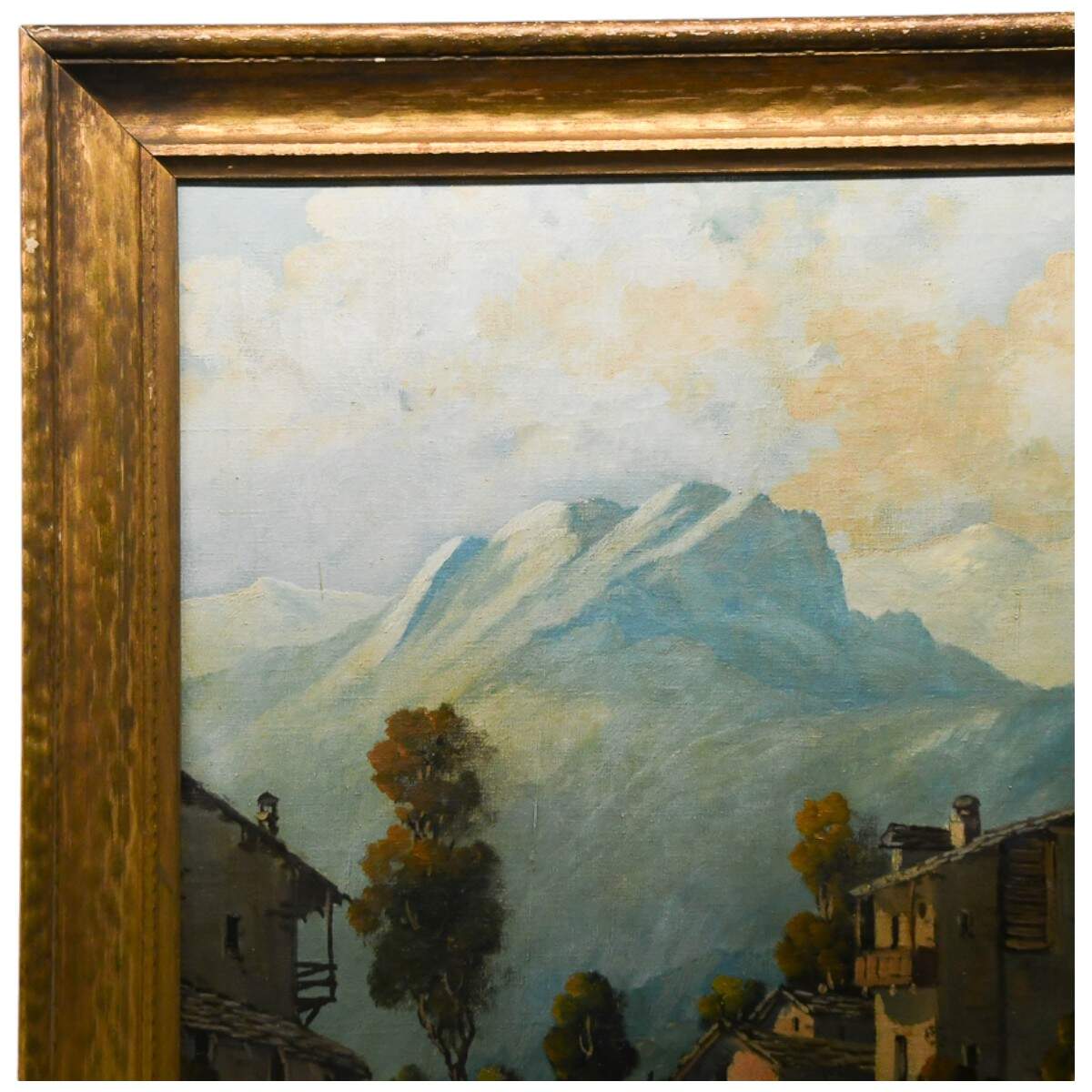 Framed and Signed A. Carravetta Italian Village Landscape Painting-5