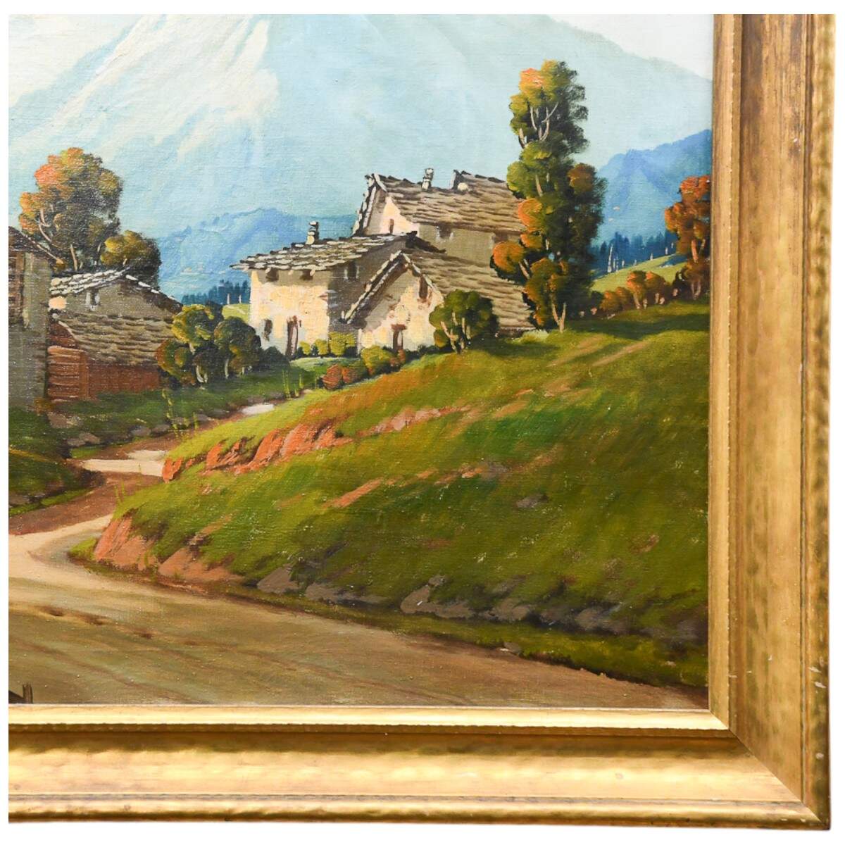 Framed and Signed A. Carravetta Italian Village Landscape Painting-3