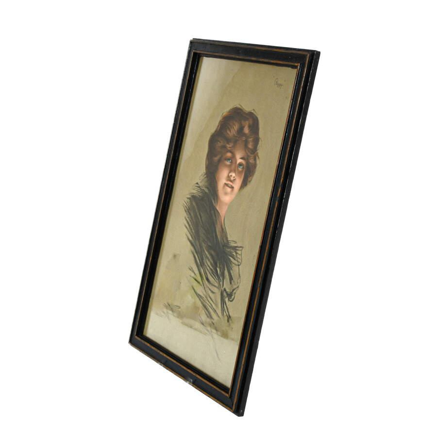 Antique Framed "Retrato de Peggy" Print Copyright 1905 by Philip Boileau-2