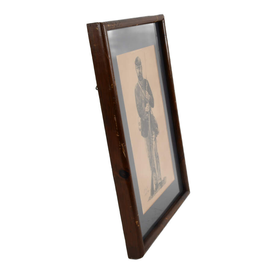 Framed Mixed Media Artwork of a Soldier by Marty Brazil-6
