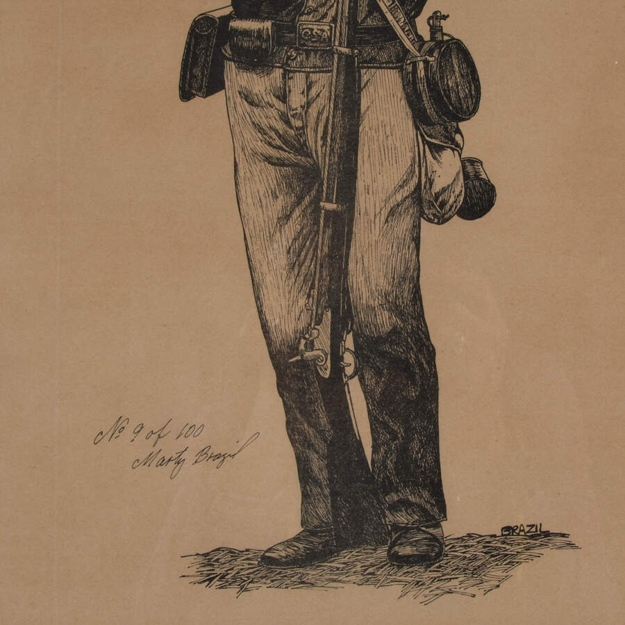Framed Mixed Media Artwork of a Civil War Soldier by Marty Brazil-5