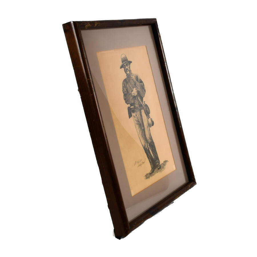 Framed Mixed Media Artwork of a Civil War Soldier by Marty Brazil-3