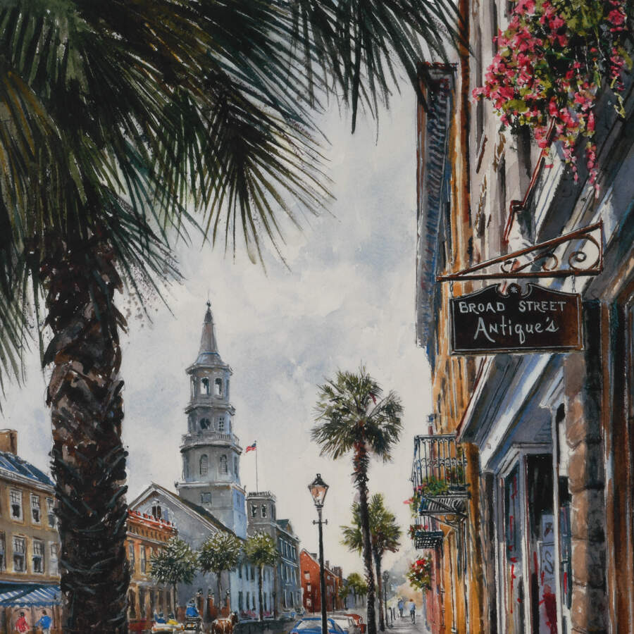 Print of William Mangum's "Broad St Antiques"-3