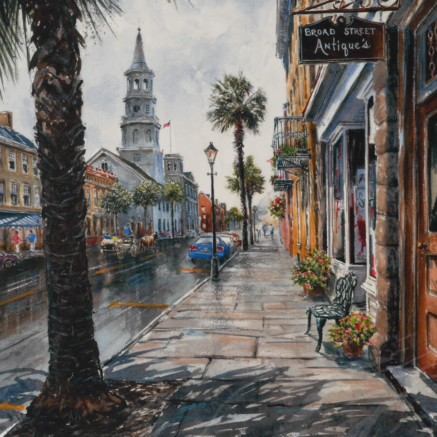 Print of William Mangum's "Broad St Antiques"-2