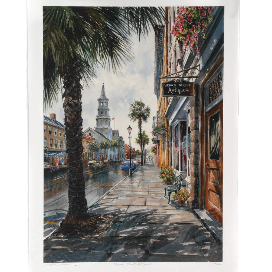 Print of William Mangum's "Broad St Antiques"-1