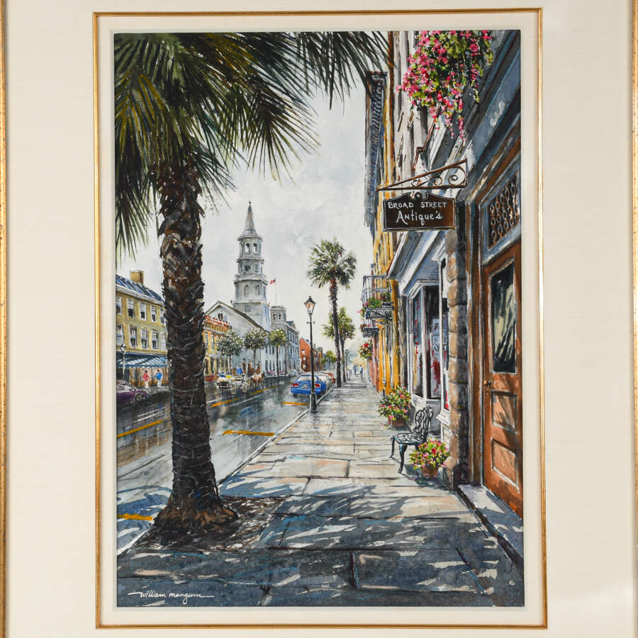 Framed Print of William Mangum's "Broad St Antiques"-2