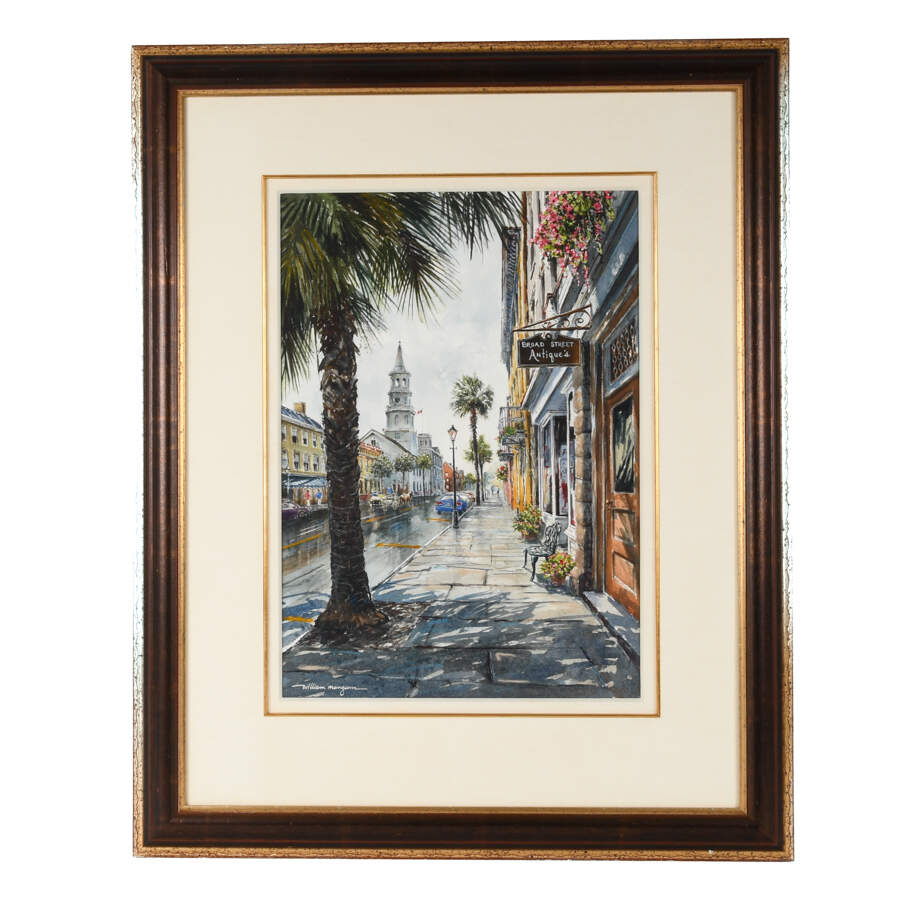 Framed Print of William Mangum's "Broad St Antiques"-1