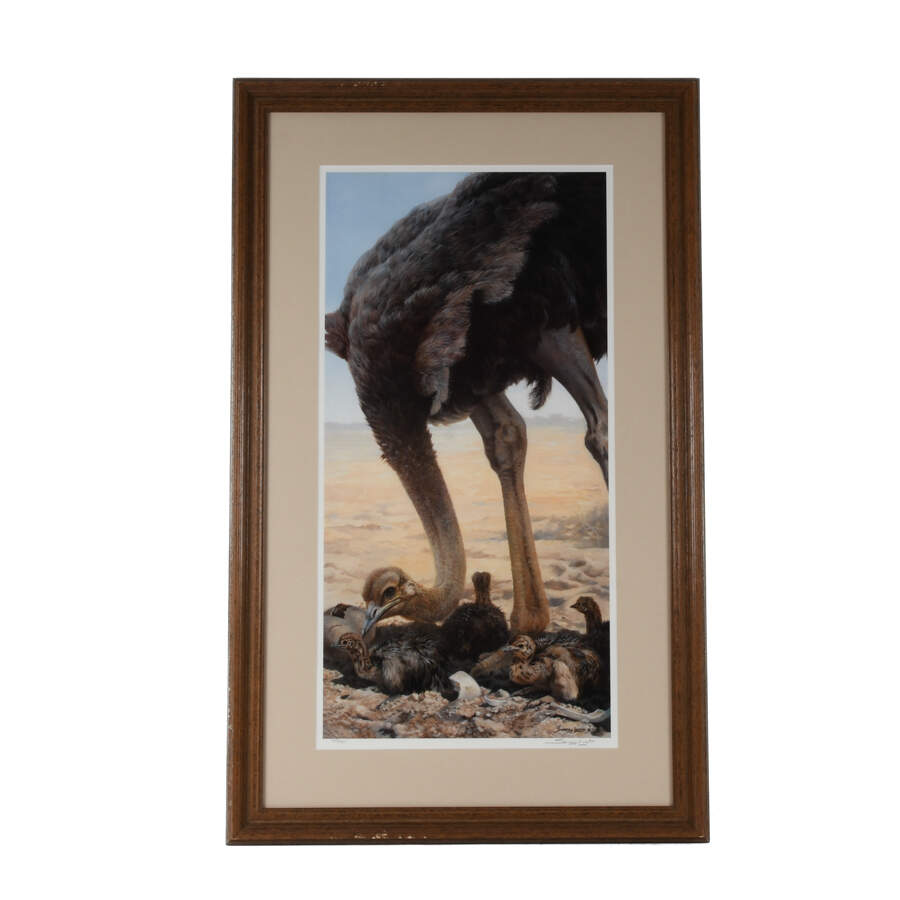 Framed Lithograph Titled "Hatchlings" by John S. Lester-1