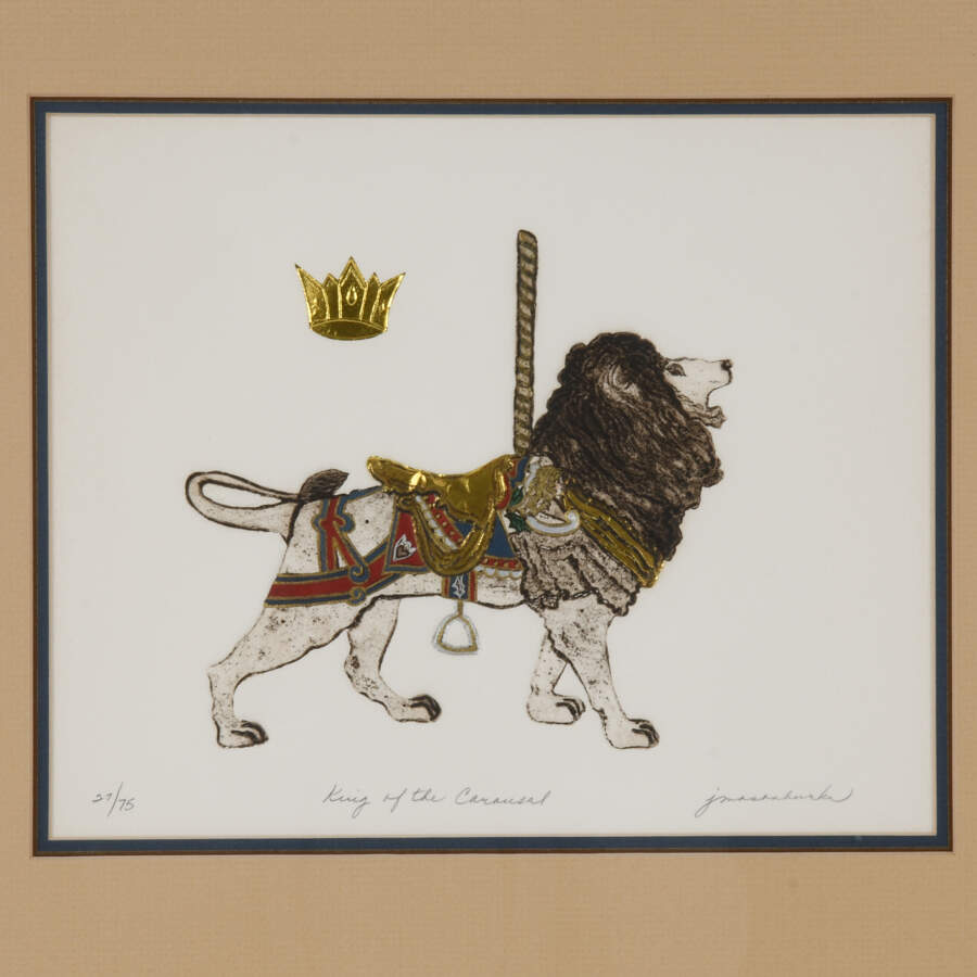 Famed Etching "King of the Carousel" Limited Edition 27/75 by Jane M. Burke-2