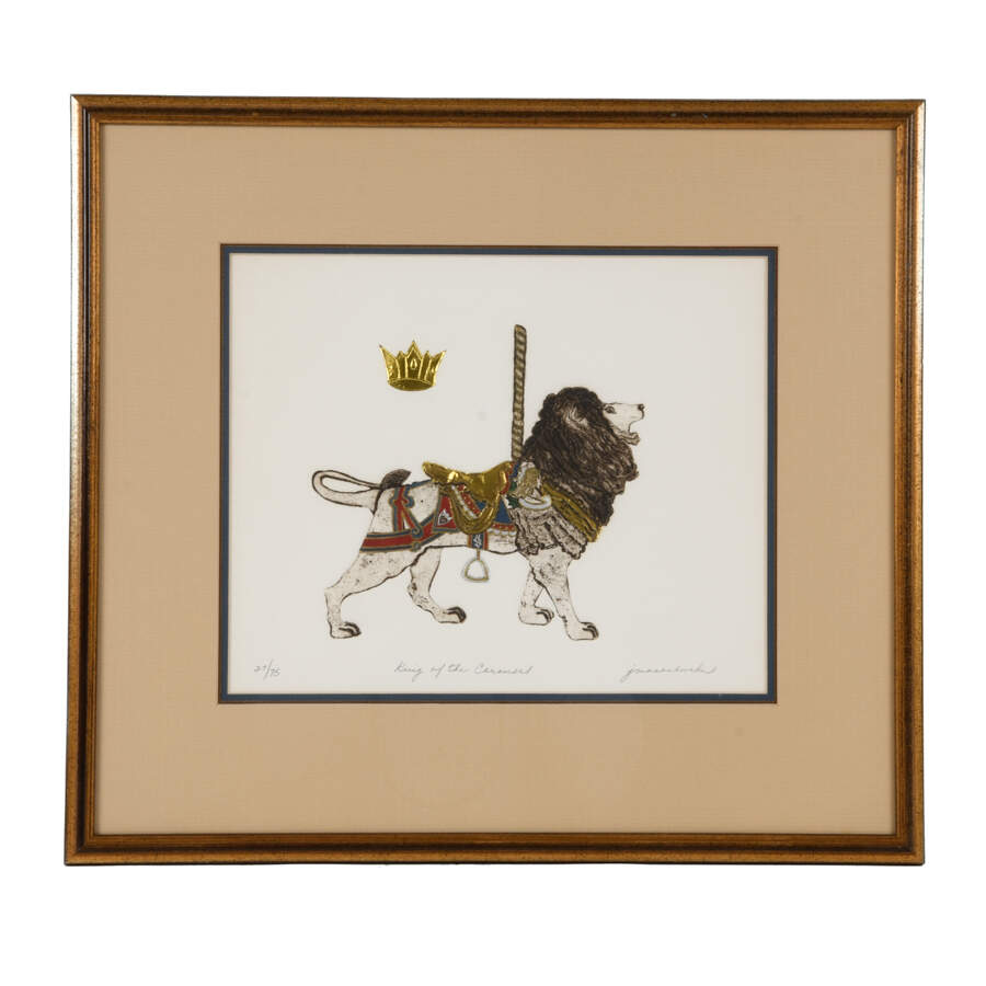 Famed Etching "King of the Carousel" Limited Edition 27/75 by Jane M. Burke-1