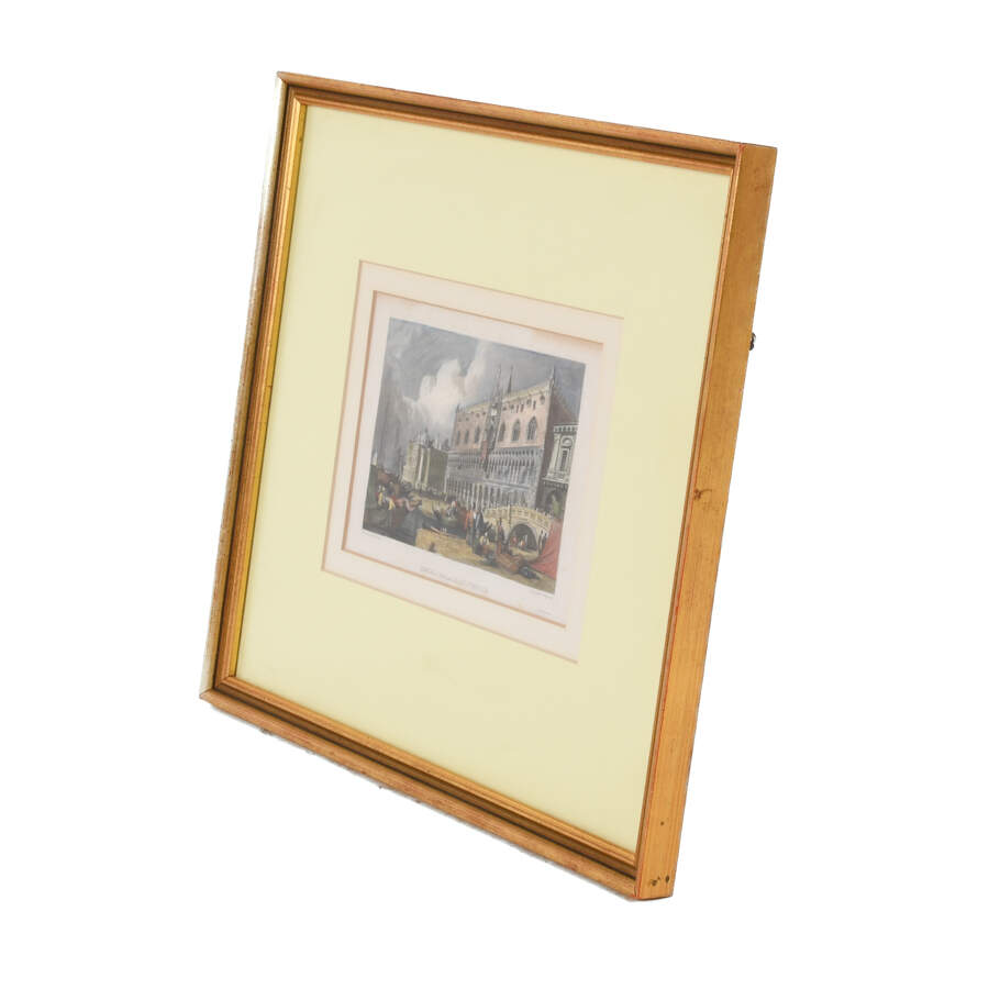 Antique Framed Hand-Colored Engraving "Ducal Palace" by Westwood-4