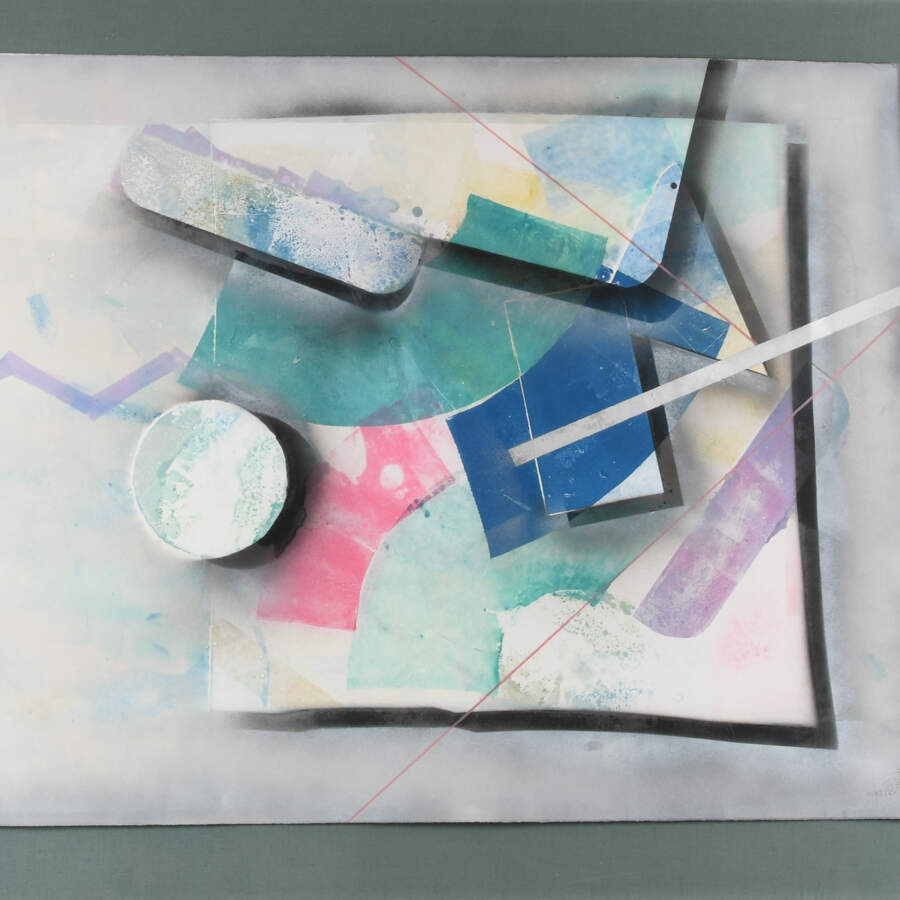 Framed Lucite Case Mixed Media Abstract Signed by Dennis Frings-2