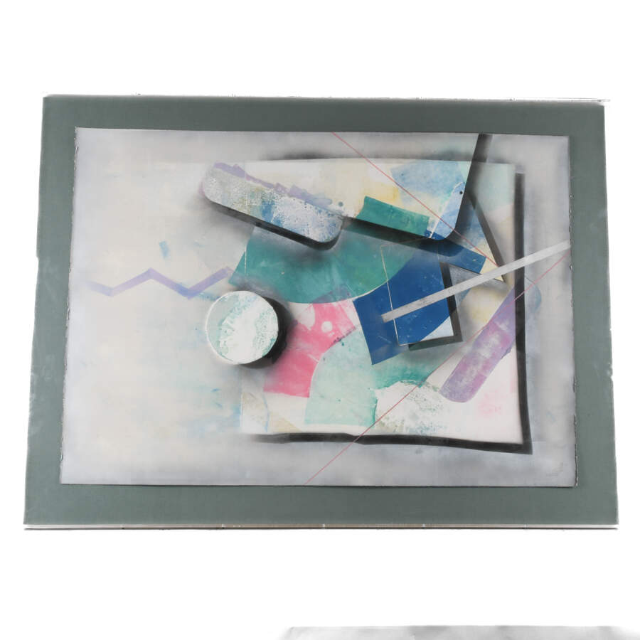 Framed Lucite Case Mixed Media Abstract Signed by Dennis Frings-1