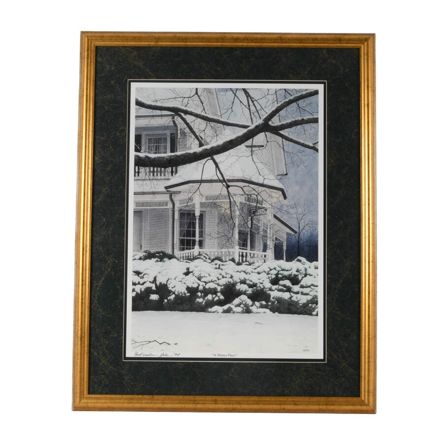 Framed Signed Print of NC Artist John Furches' "A Winter Place"-1