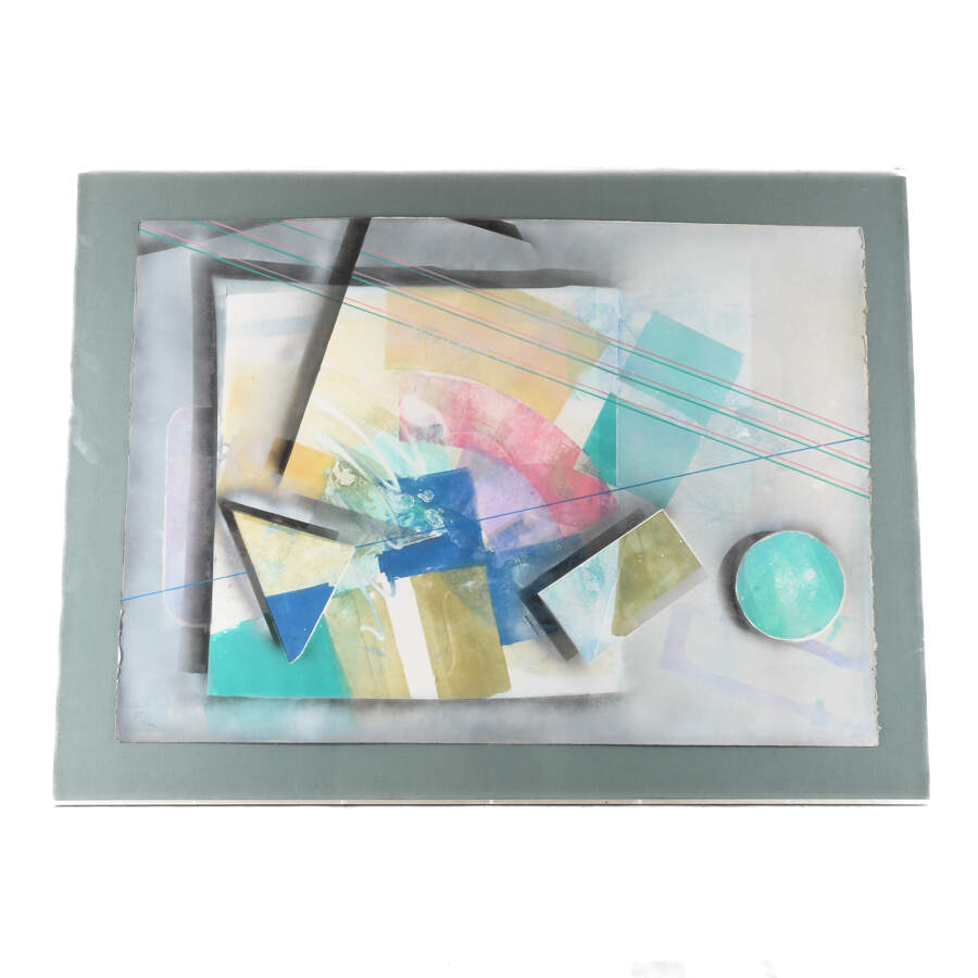 Framed Lucite Case Mixed Media Abstract Signed by Dennis Frings-2