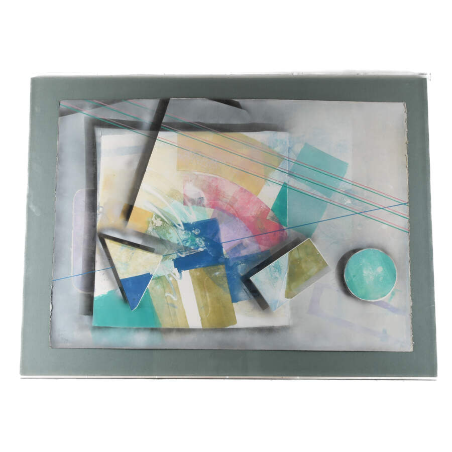 Framed Lucite Case Mixed Media Abstract Signed by Dennis Frings-1