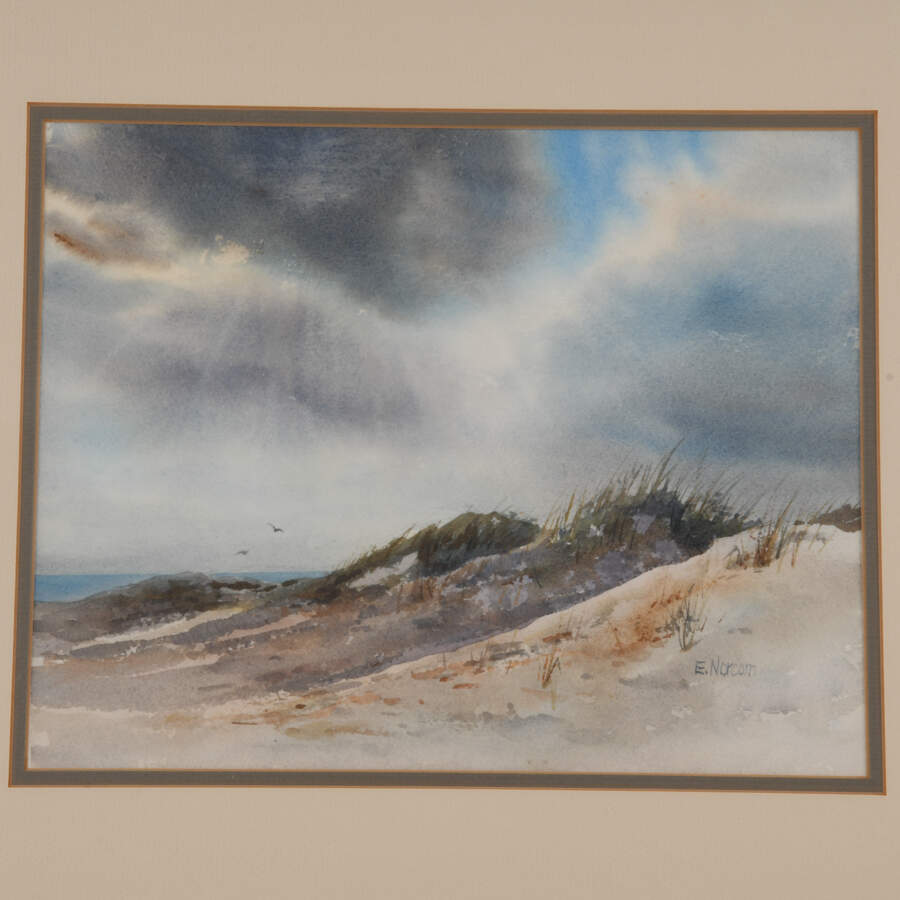 Framed Signed NC Artist Ellen Norcom Howell's Watercolor "Seascape"-2
