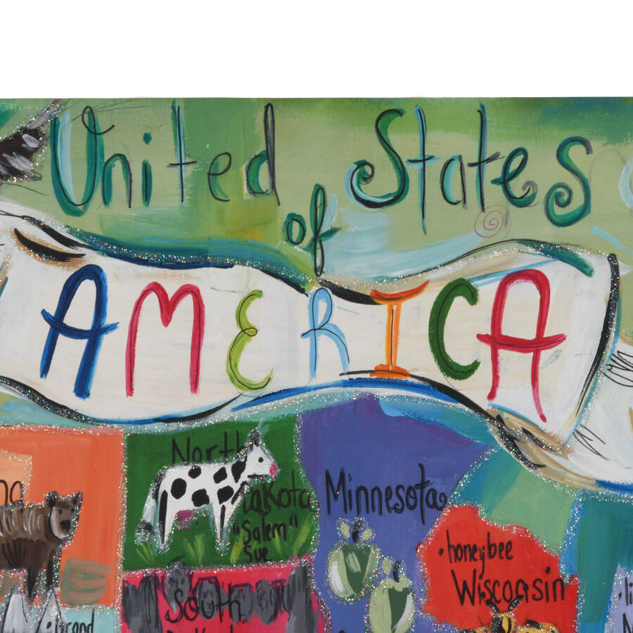 Liesl Long's Mixed Media "United States Map" Canvas Art Print-2