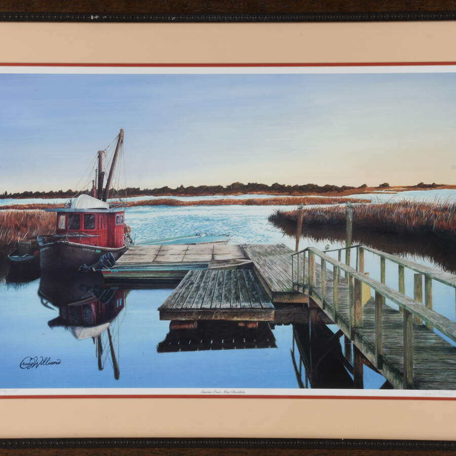 Framed Lithograph Signed Craig William "Sunrise Over Miss Burdette"-2