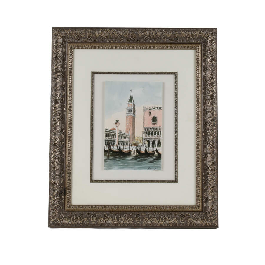 Framed Watercolor of Venice Italy-1