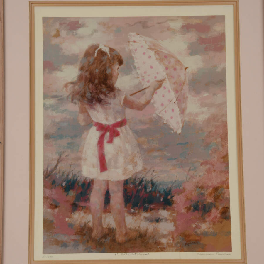 Framed Lithograph Print of Harrison Rucker's "The Polka Dot Parasol"-2