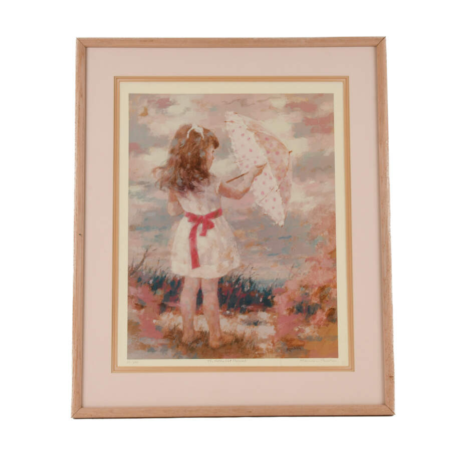 Framed Lithograph Print of Harrison Rucker's "The Polka Dot Parasol"-1