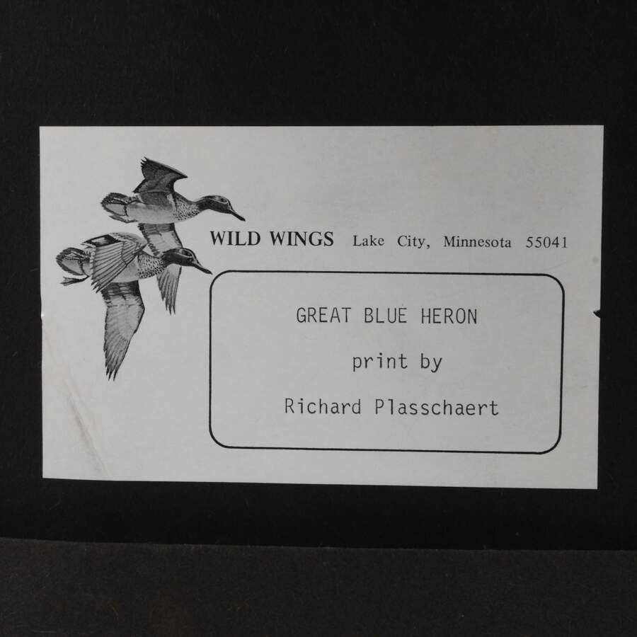 Framed Print of Richard W Plasschaert's "Great Blue Heron" Numbered 158/750-6
