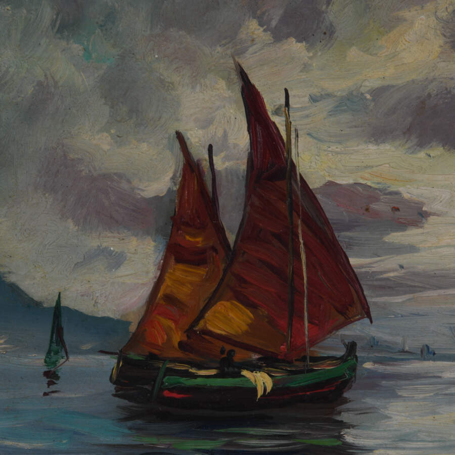 Framed Oil on Board of G. Volpin's "Sailing Ships Seascape"-3