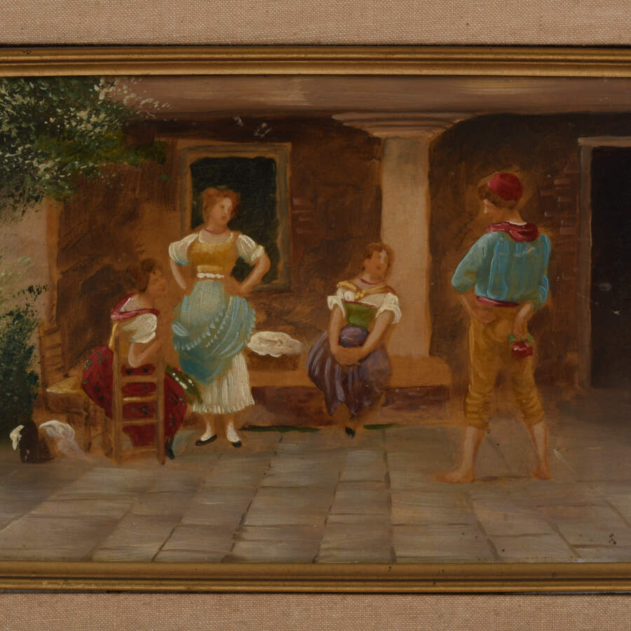 Framed Oil on Board Italian Painting Titled "The Rose"-2