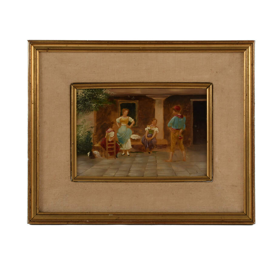 Framed Oil on Board Italian Painting Titled "The Rose"-1