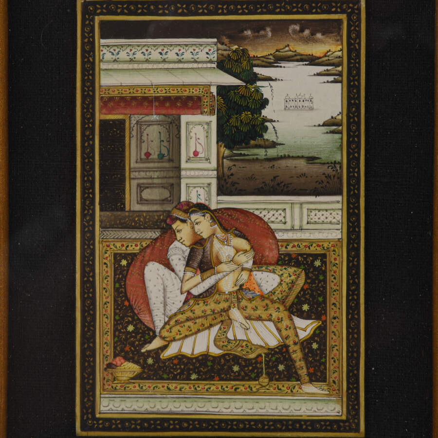 Indian Miniature Painting of Two People-3