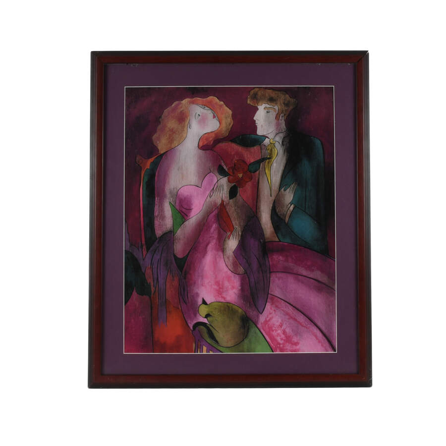 Framed Signed Seriolithograph of Linda Le Kinff's "Robe du Soir"-1