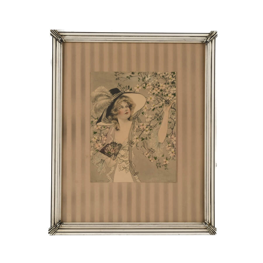 Framed Lithograph Print of C.E. Perry's Art Nouveau Lady-1