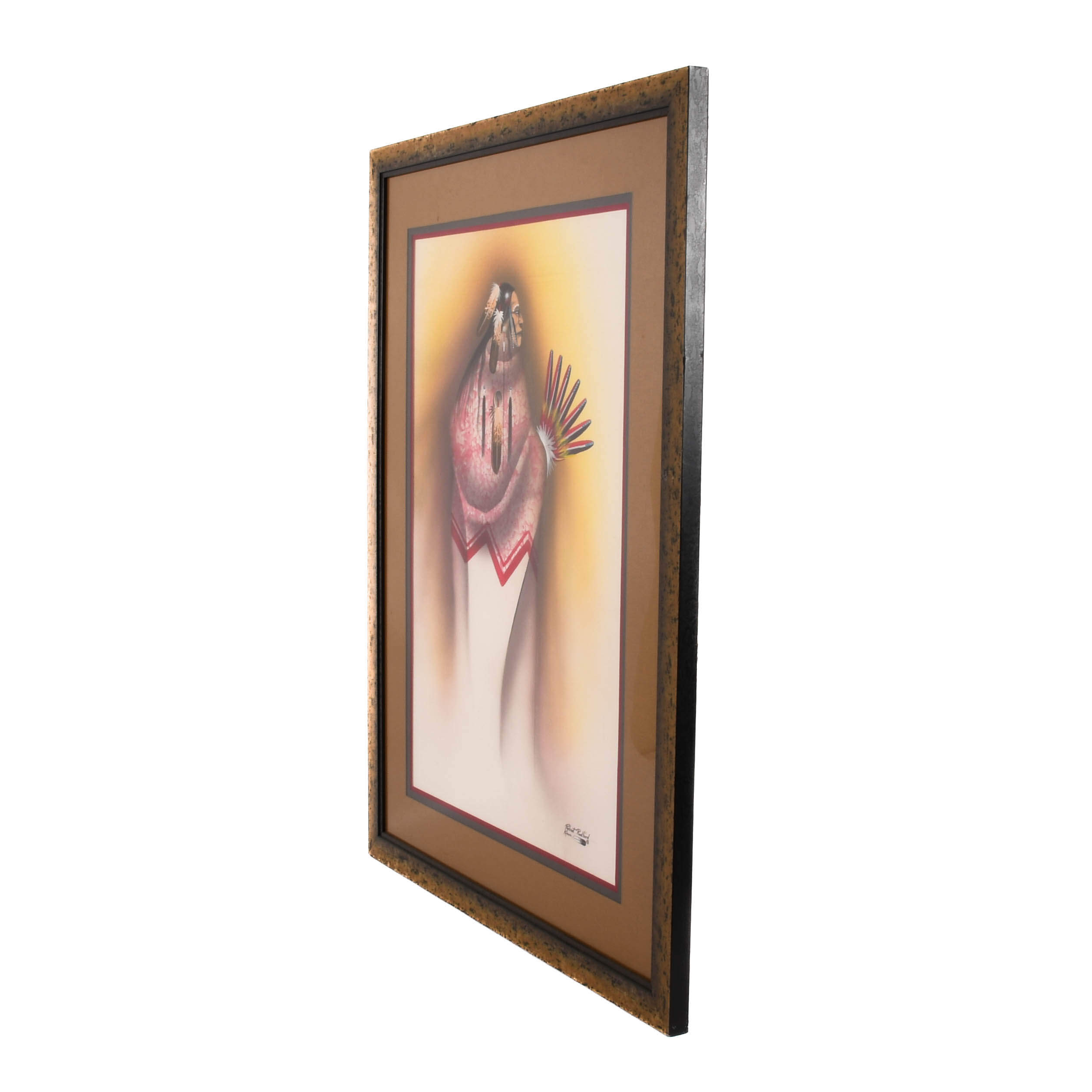 Framed Signed Robert Redbird Sr. Original Watercolor Kiowa Artwork-5