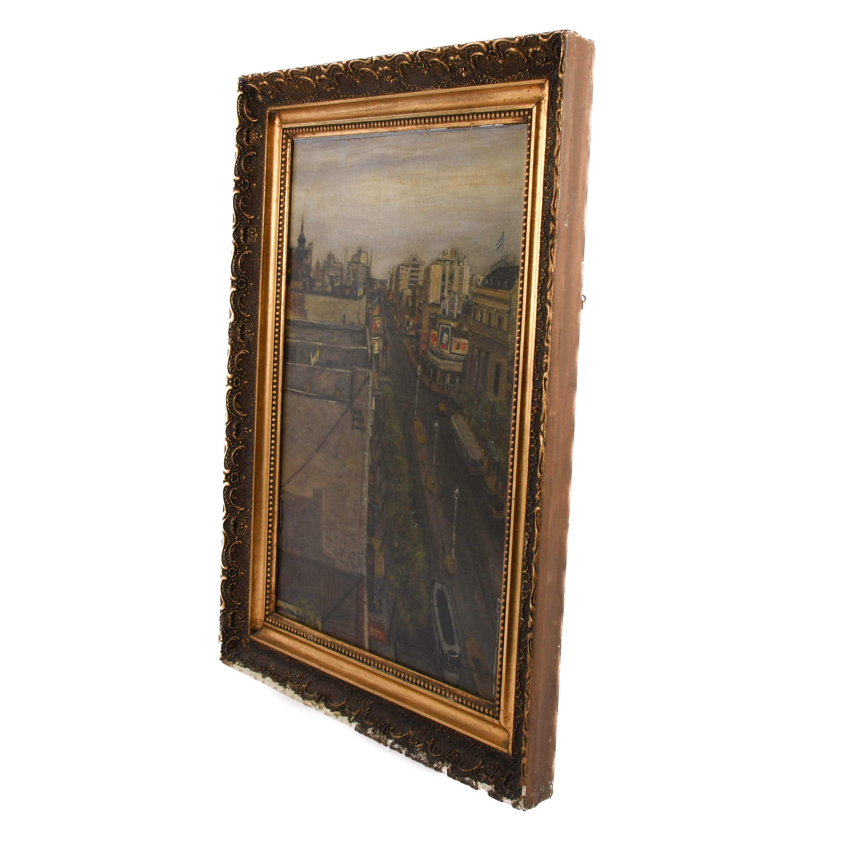 Framed Signed Giovanni Columbo Bustling Cityscape-5