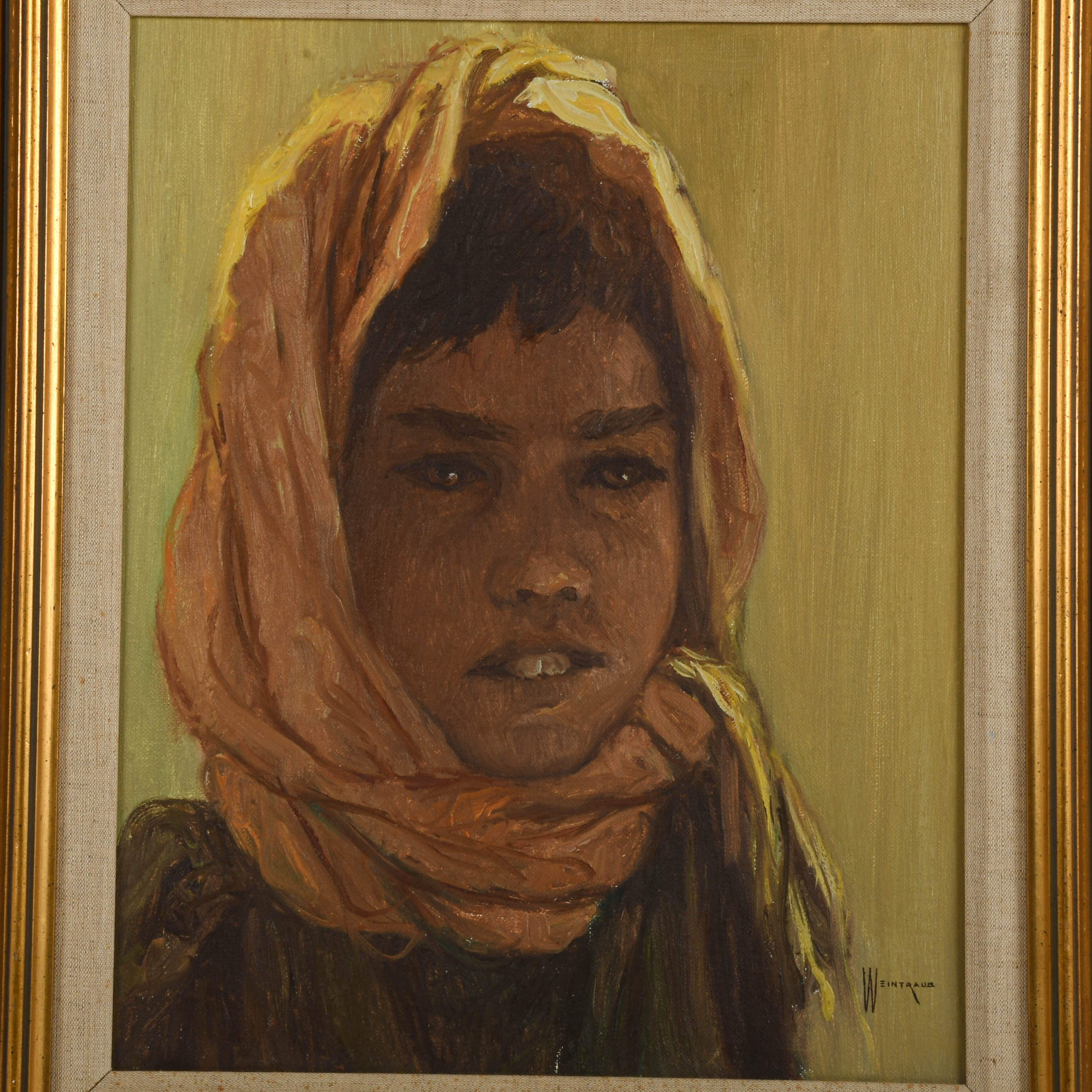 Framed Signed William Weintaraub Oil on Canvas "Beduin Boy"-2