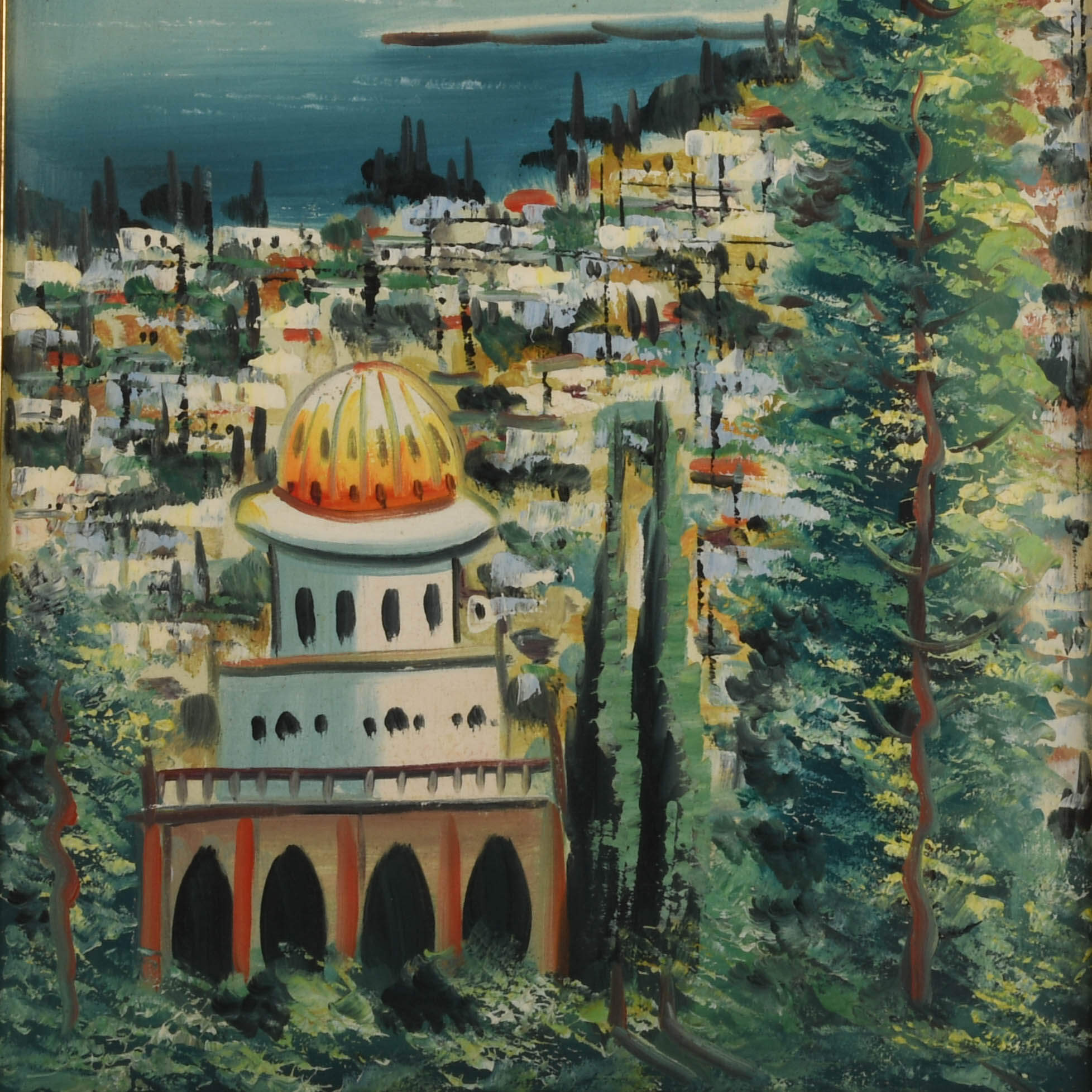 Framed Oil on Board of Jerusalem-2