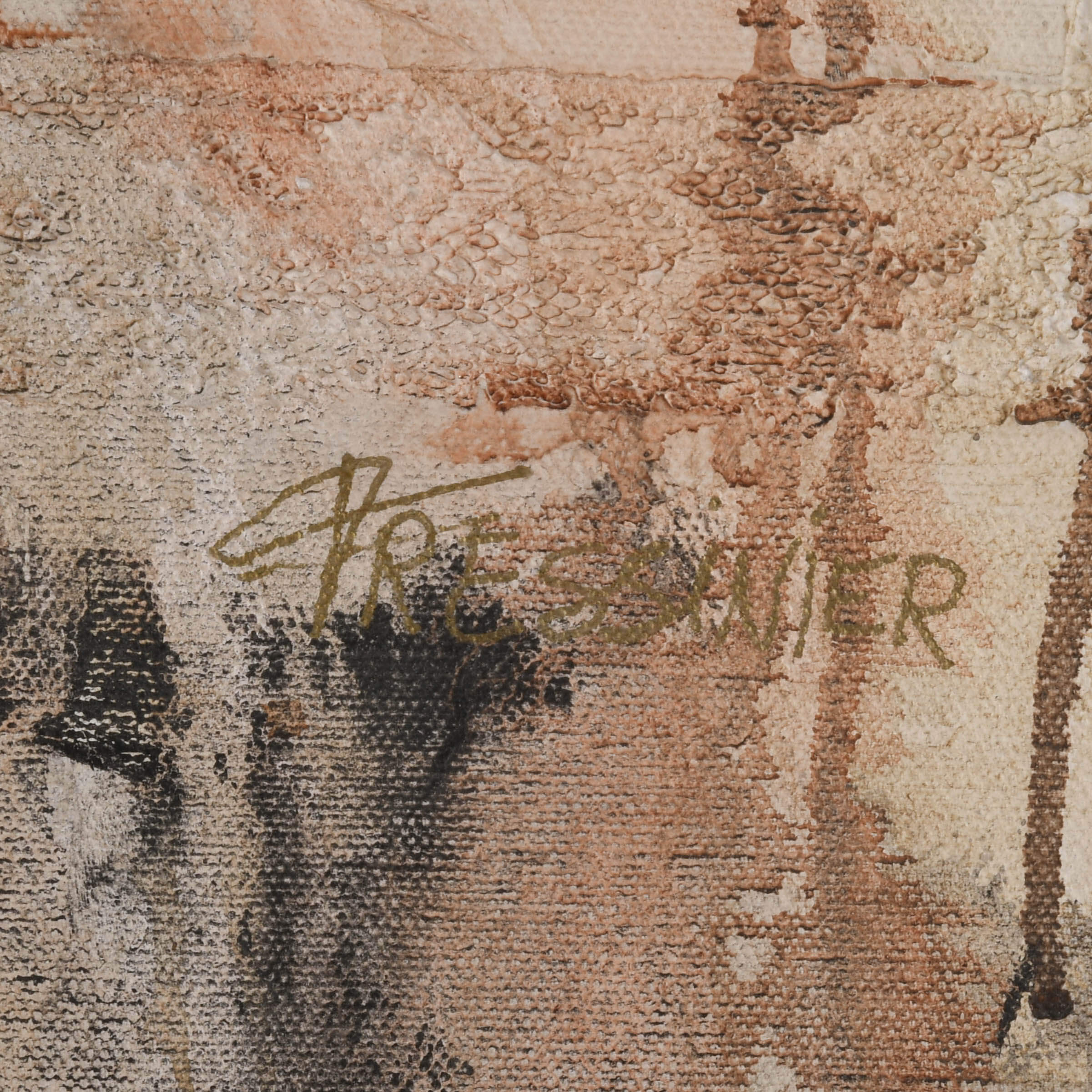 Framed Signed François Fressinier Mixed Media Painting-5