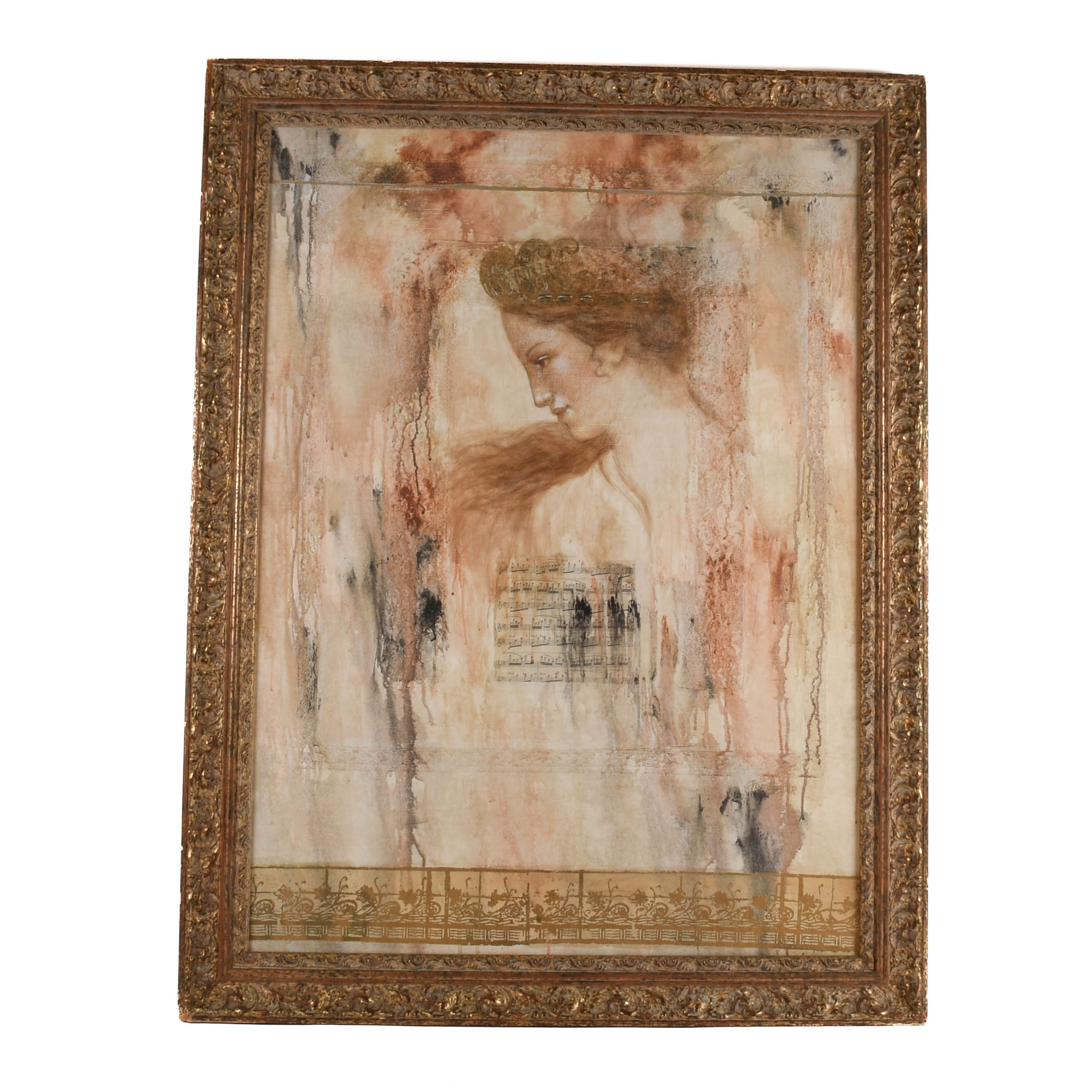 Framed Signed François Fressinier Mixed Media Painting-1