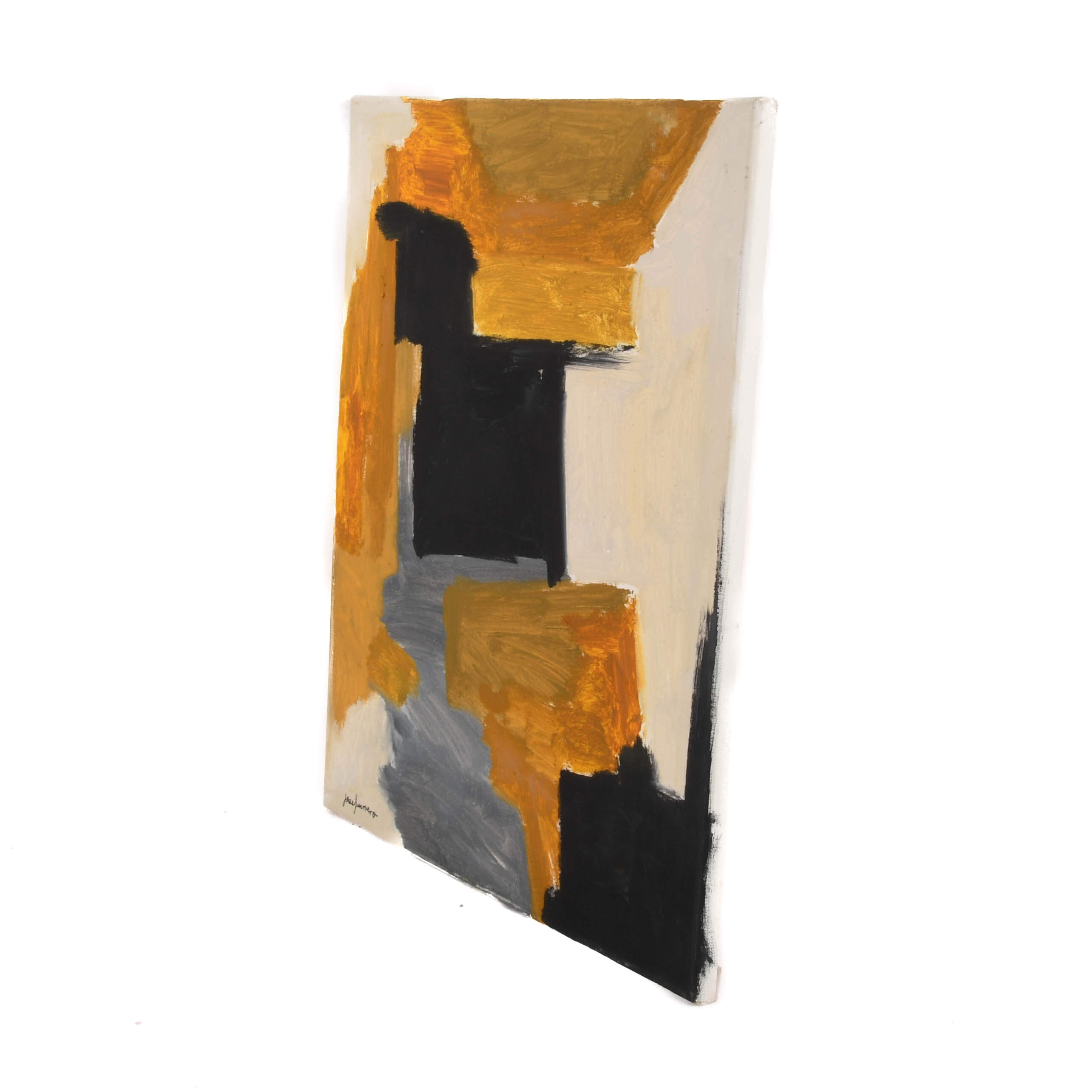 Signed José Guerrero Oil on Canvas Abstract Metallic Composition-4