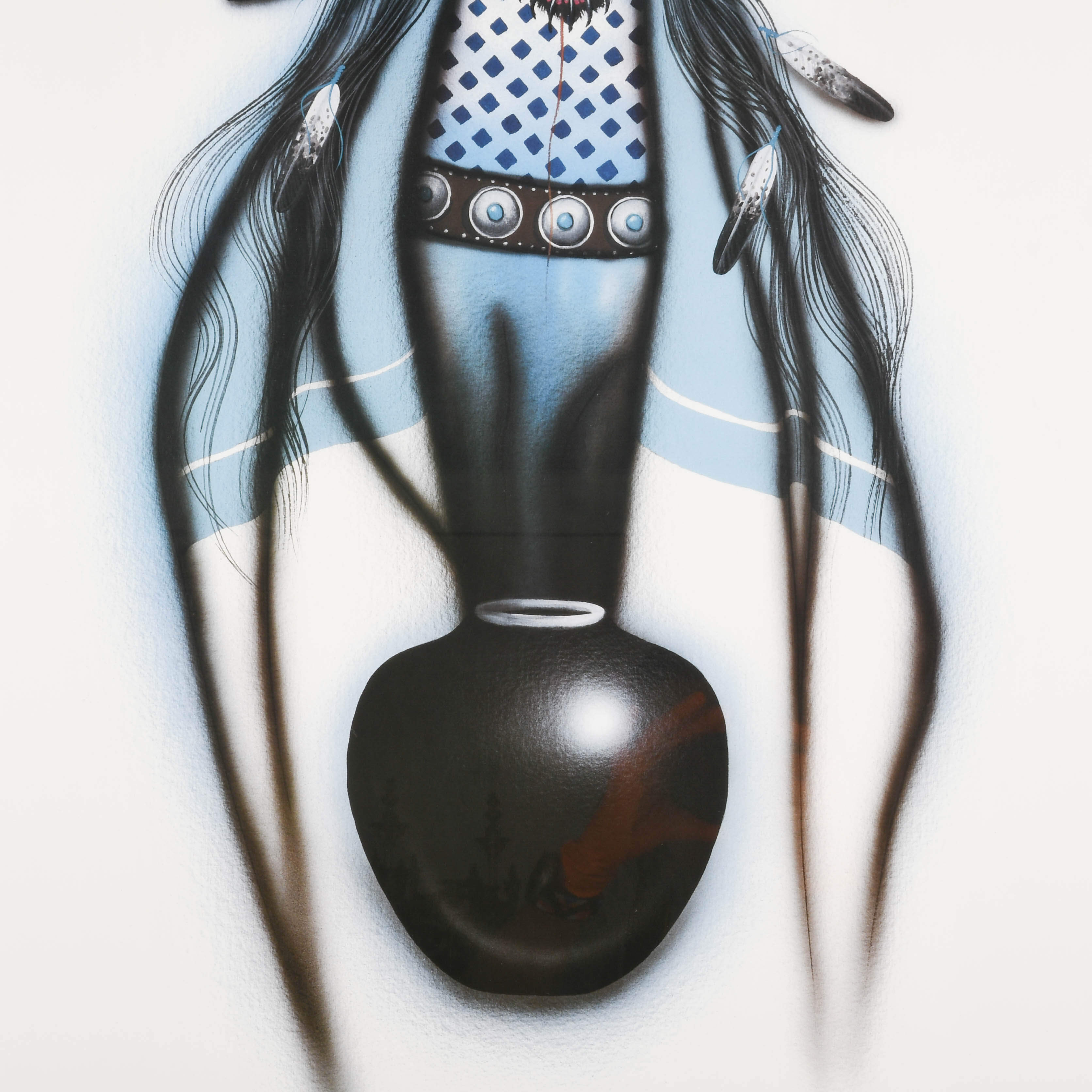 Framed Signed Blue Spirit Print by Robert Redbird-12