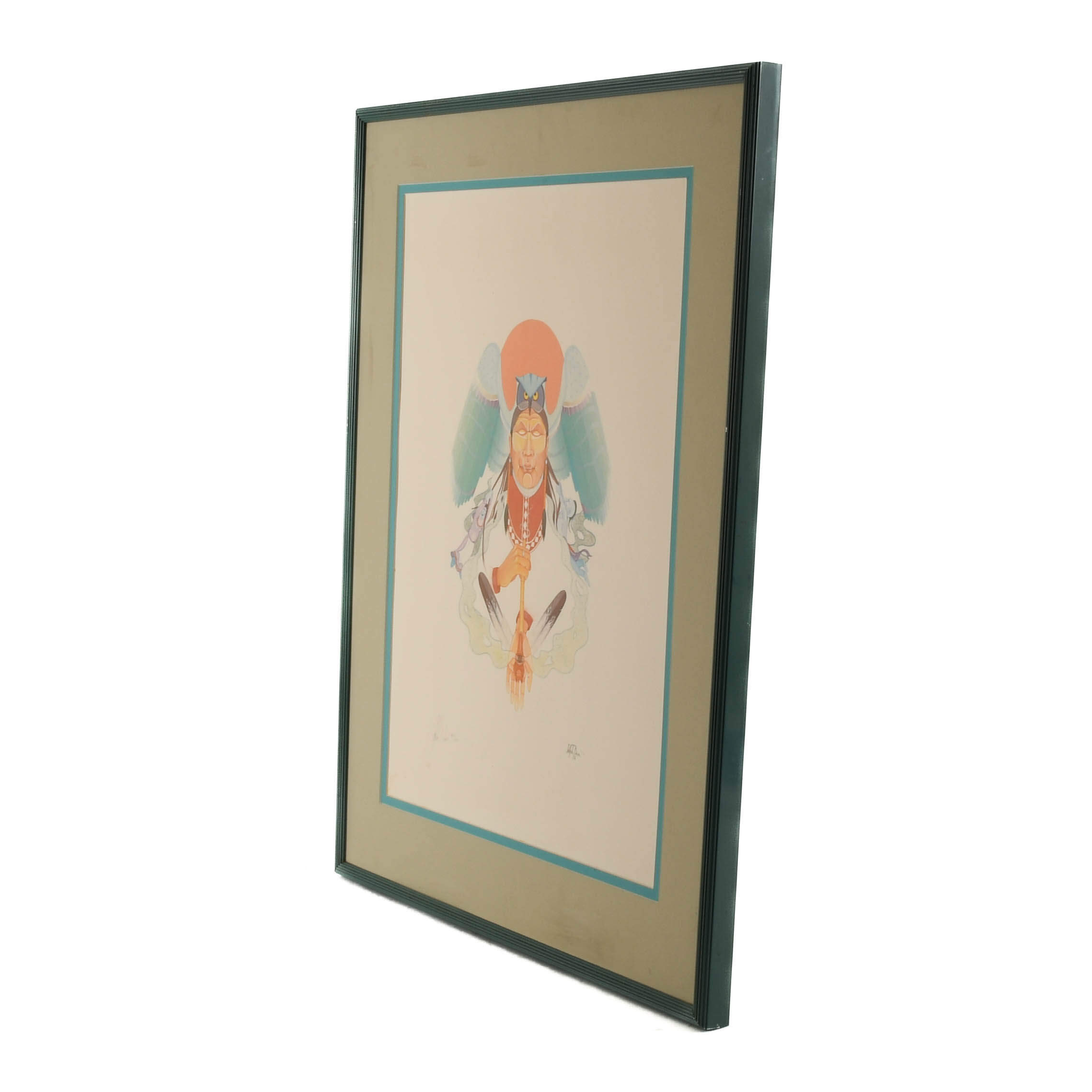 Framed Signed Holhkunna Lithograph by Gary White Deer-5