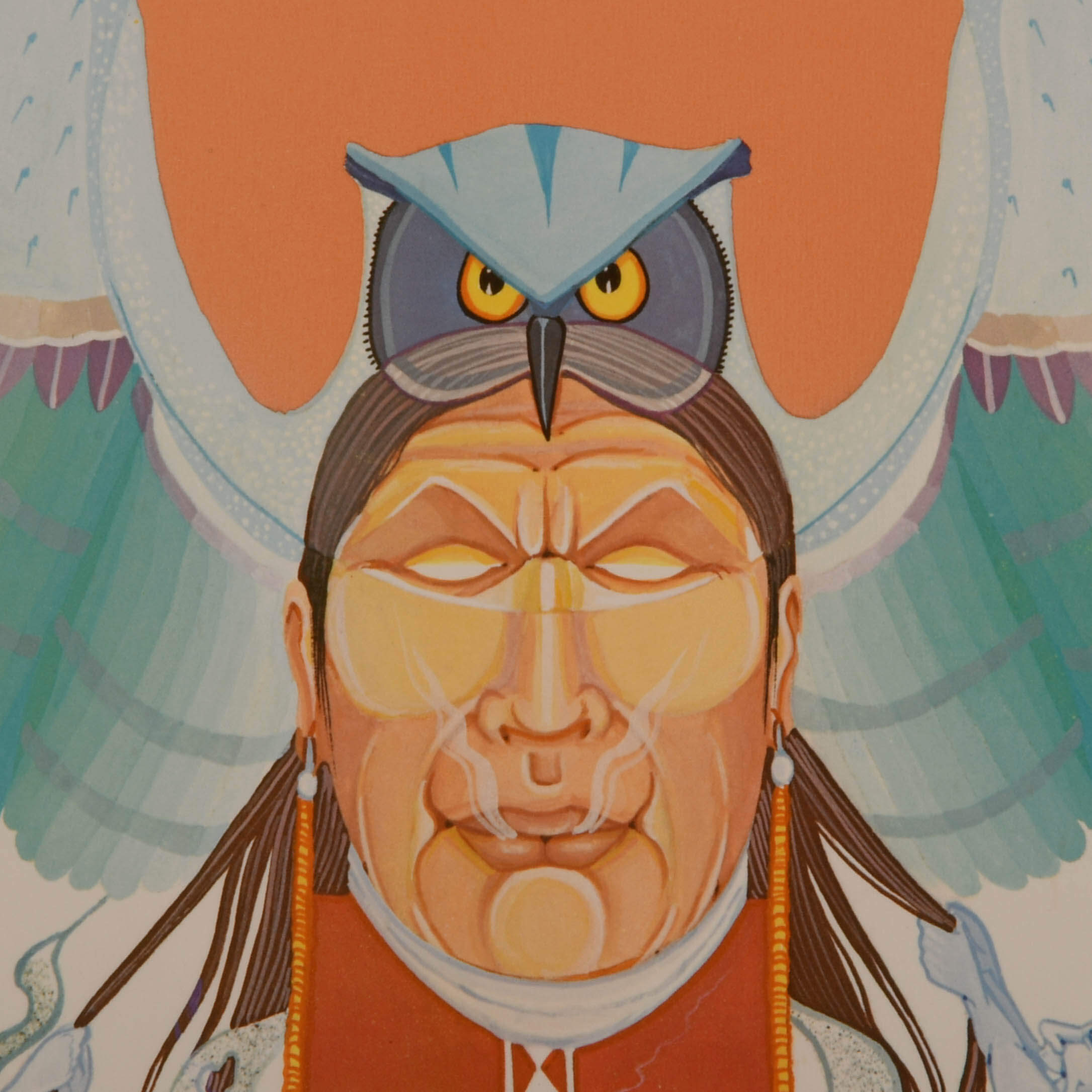 Framed Signed Holhkunna Lithograph by Gary White Deer-3