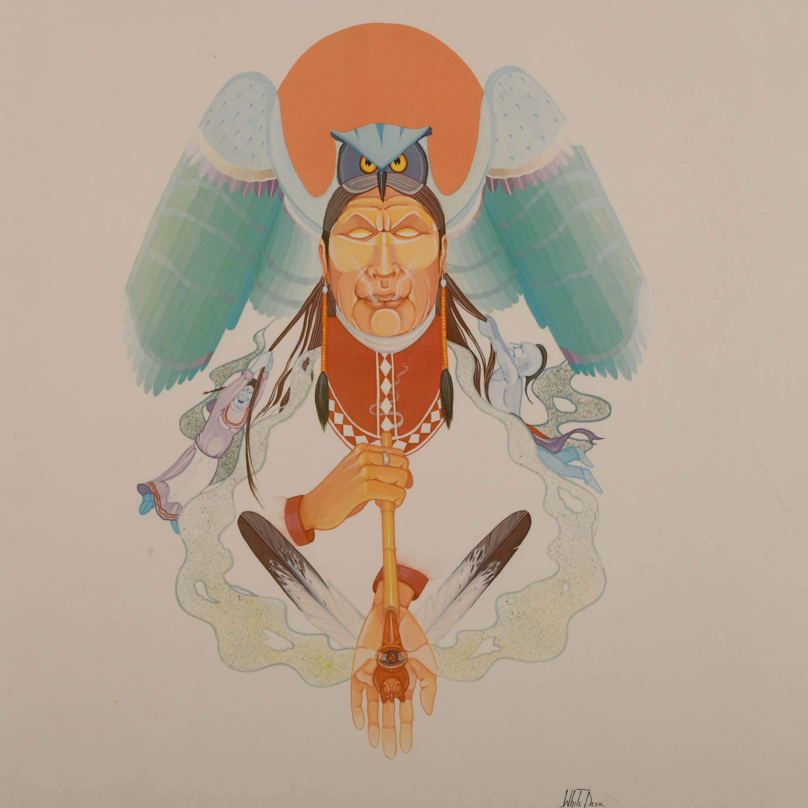 Framed Signed Holhkunna Lithograph by Gary White Deer-2