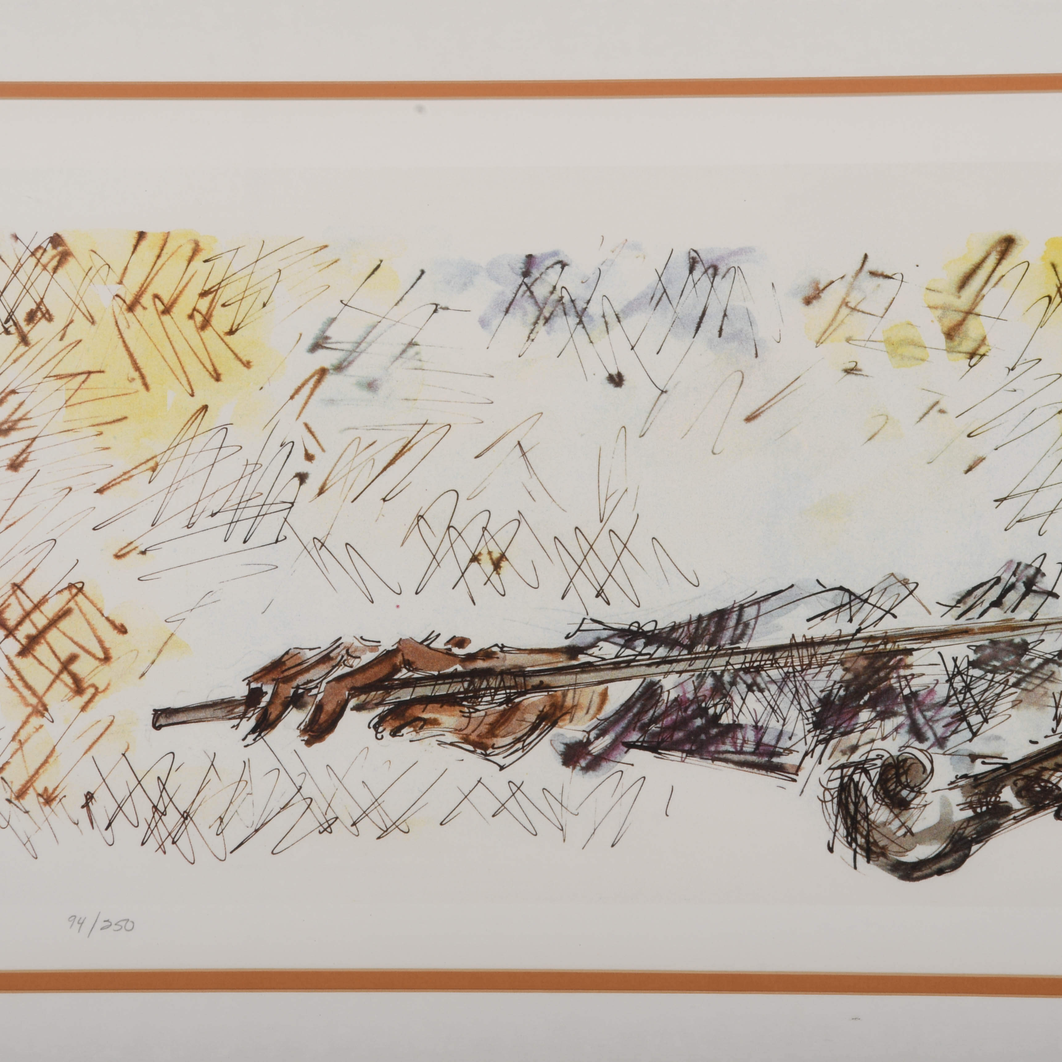 Framed Signed Chaim Gross Fiddler Lithograph-3